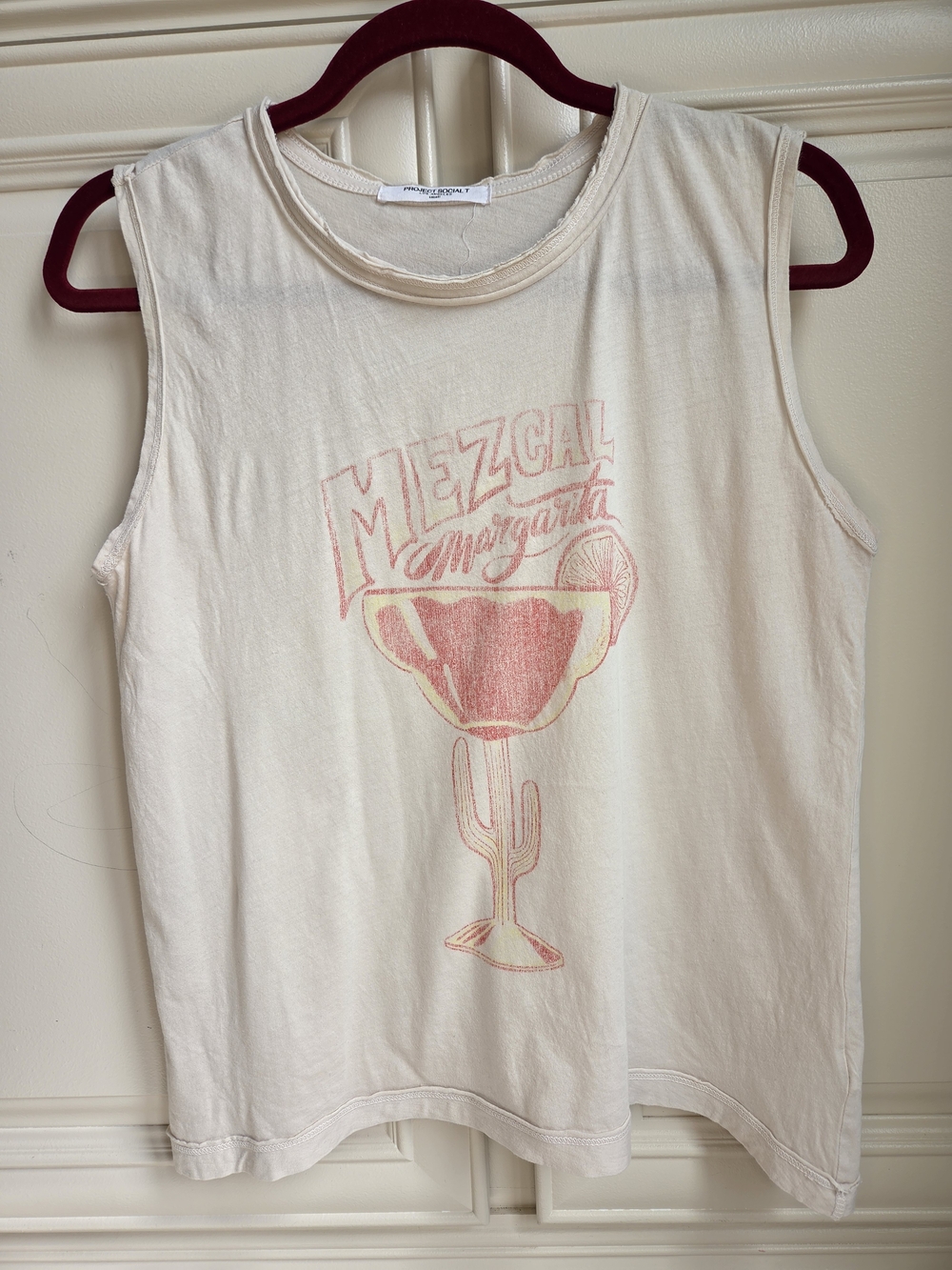 Project Social T Cream Tank with Faded Pink Margarita Graphic